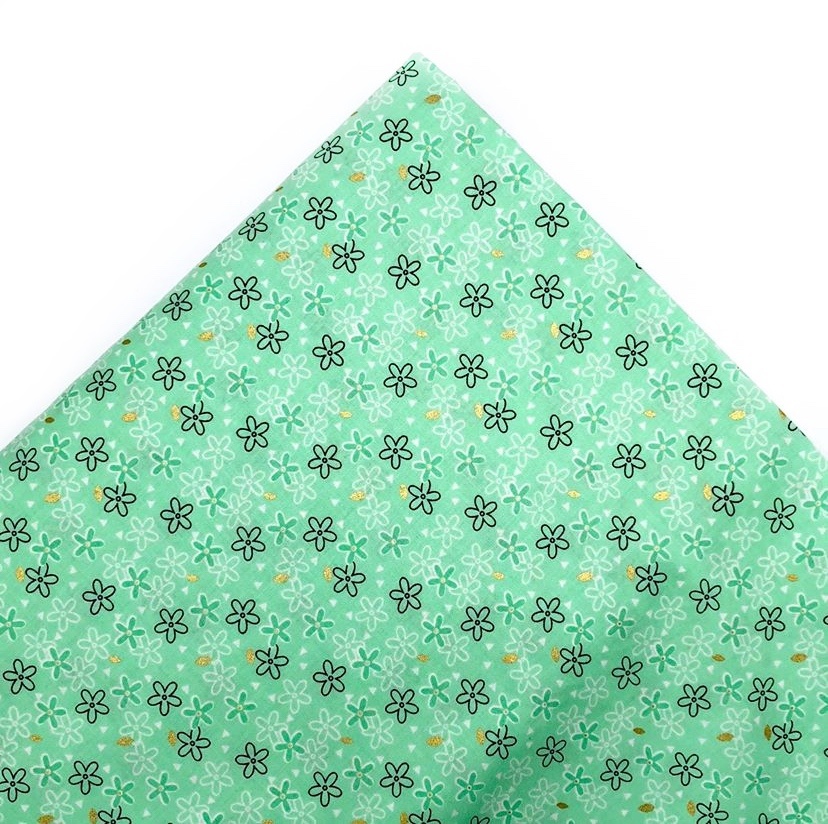 Tessuto verde acqua fantasia fiorellini - Linea Merceria Creativa vendita  online